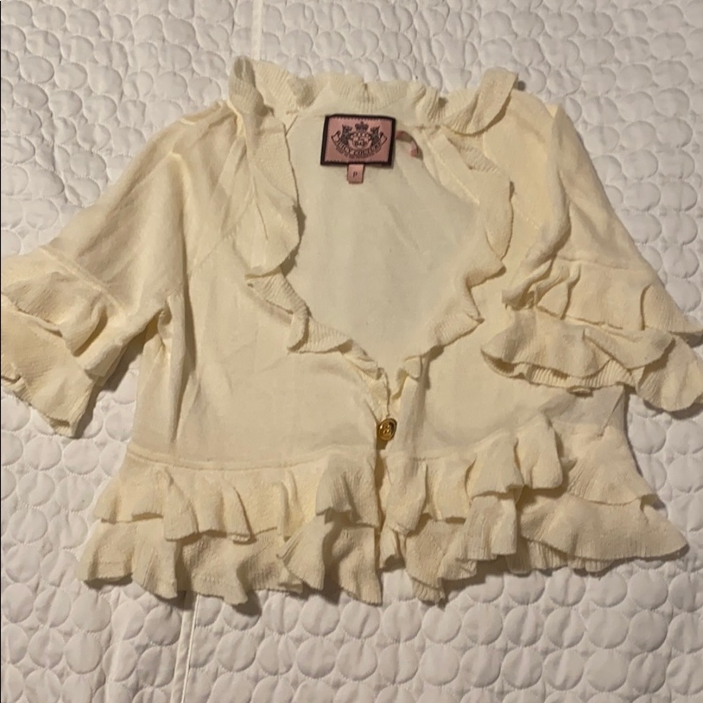 Women petite Juicy couture crop sweater top with ruffles details lightweight
